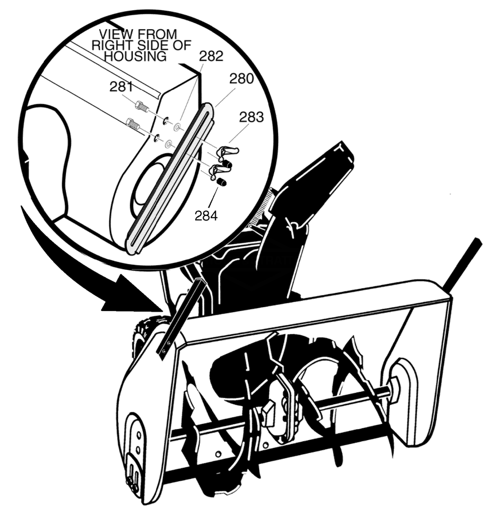 Drift Cutter Assembly Diagram and Parts List for 632130X16D 2005 Briggs and Stratton Snow Blower